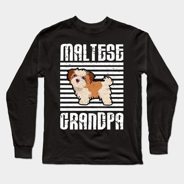 Maltese Grandpa Proud Dogs Long Sleeve T-Shirt by aaltadel